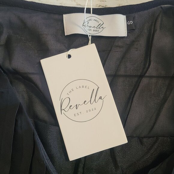 Revella Chiffon Pleated Black Mini Romper Dress Ruffle Edge NEW Sm Whimsygoth - Picture 5 of 9